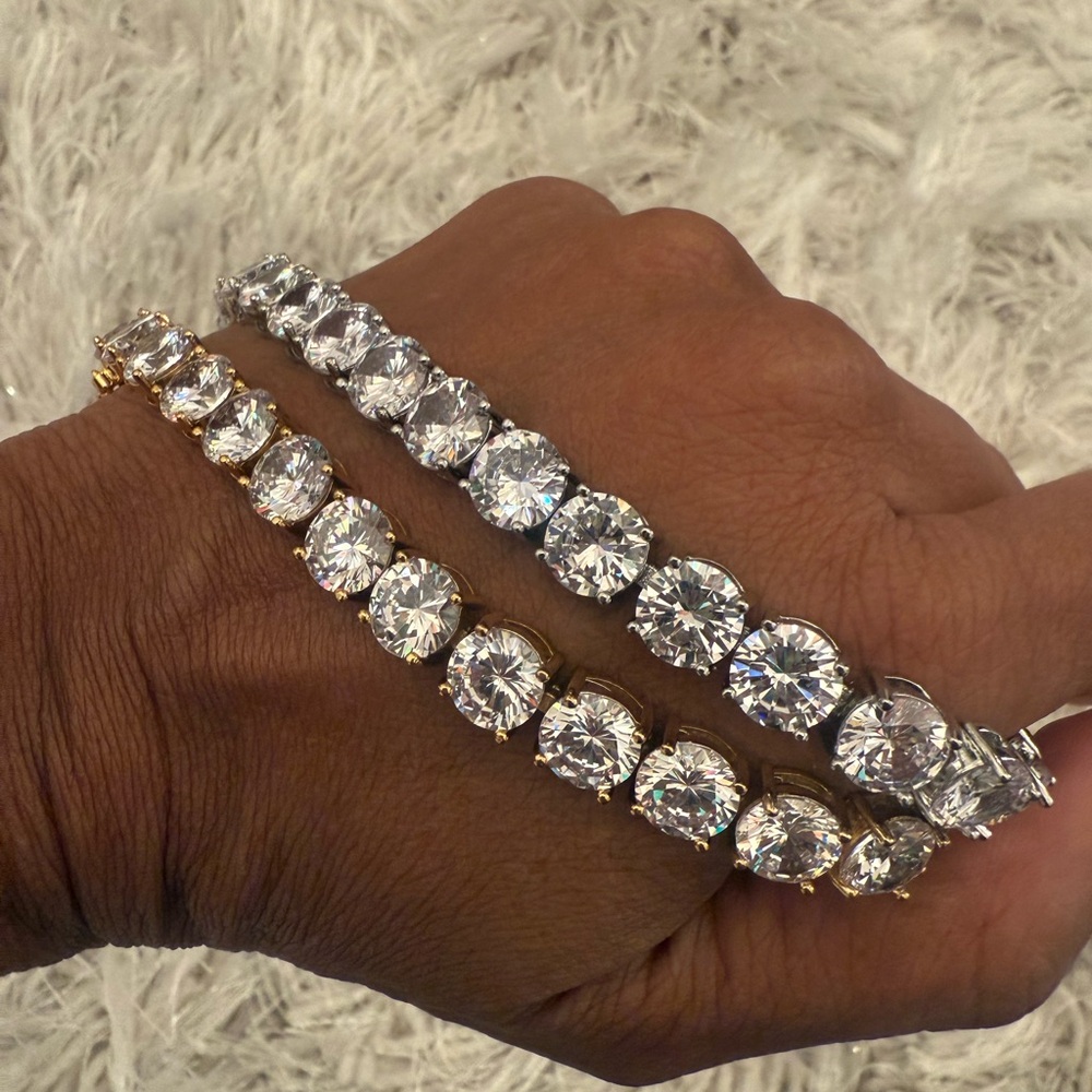 8mm Silver and Gold CZ Embellished Bracelets